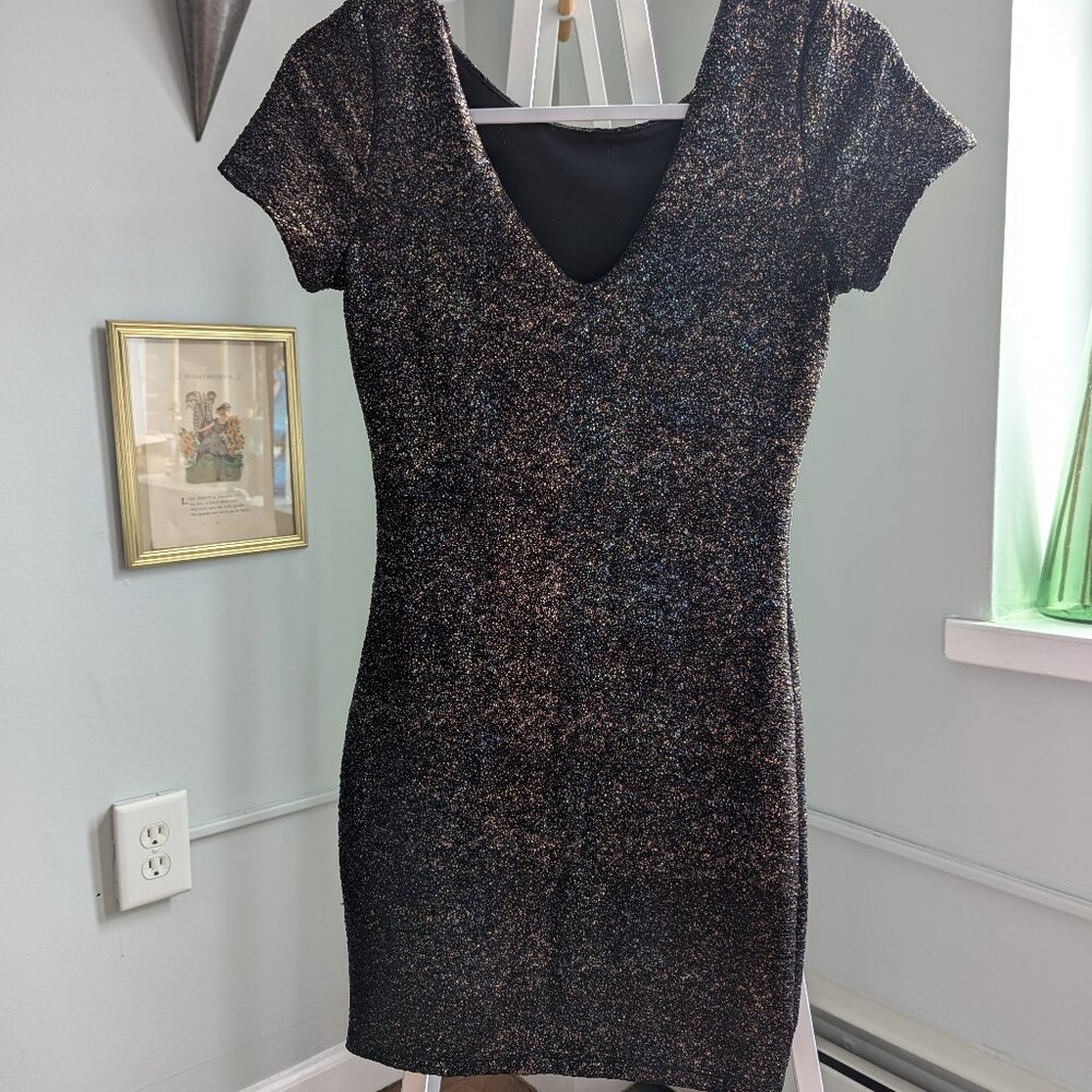 'Just Me' Stretchy Purple Glitter Dress | Size 2-4 | Cocktail Dress | Bodycon